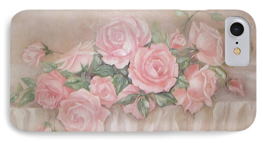Pink Roses iPhone 7 Case featuring the painting Rose Abundance Painting by Chris Hobel