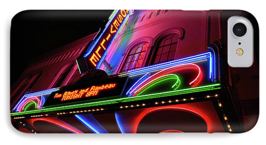 Neon iPhone 7 Case featuring the photograph Roseville Theater Neon Sign by Melany Sarafis