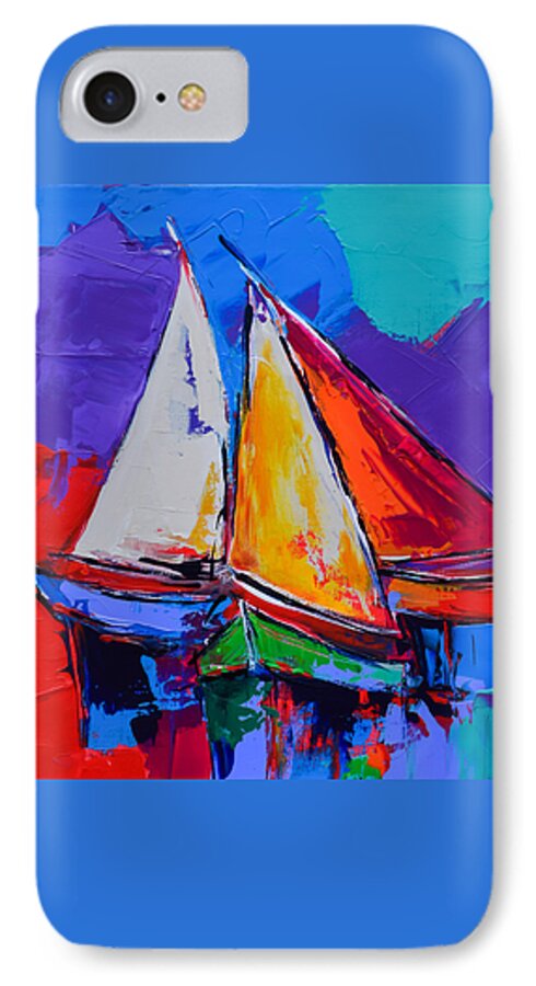 Sails iPhone 7 Case featuring the painting Sails Colors by Elise Palmigiani