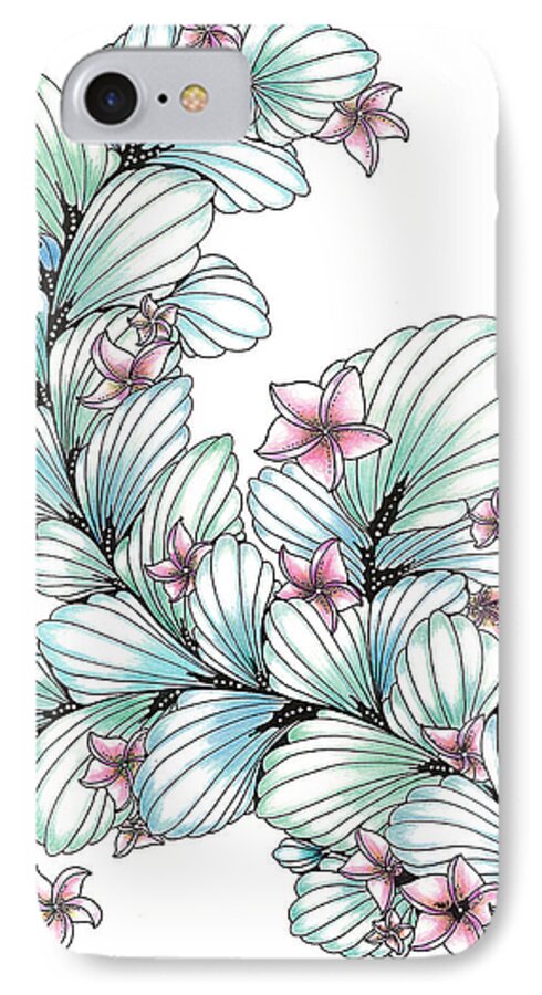 Sea Shells iPhone 7 Case featuring the drawing Esperanza by Alexandra Louie