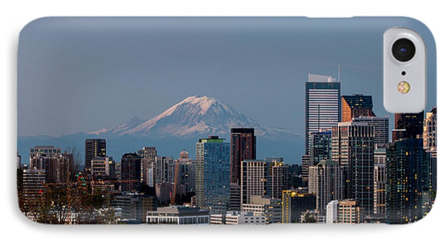 Shadows iPhone 7 Case featuring the photograph Seattle-Mt. Rainier in the Morning Light .1 by E Faithe Lester