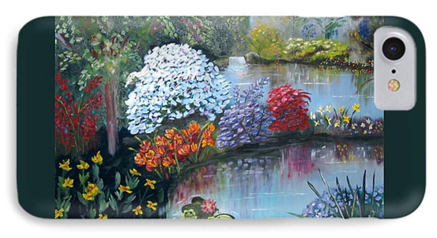 Waterfall iPhone 7 Case featuring the painting Secret Garden by Phyllis Kaltenbach