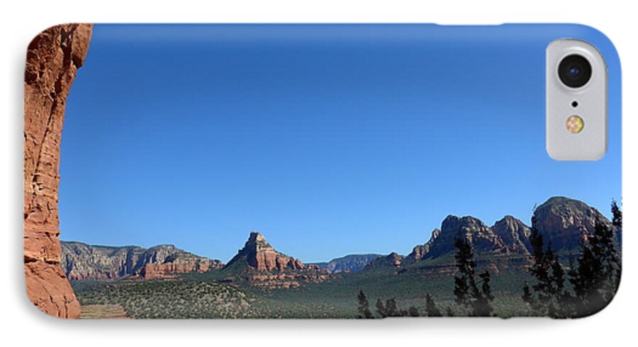 Cave iPhone 7 Case featuring the photograph Sedona View from Cave by Mars Besso