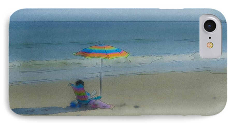 Beach iPhone 7 Case featuring the painting September Beach Reader by Bill McEntee