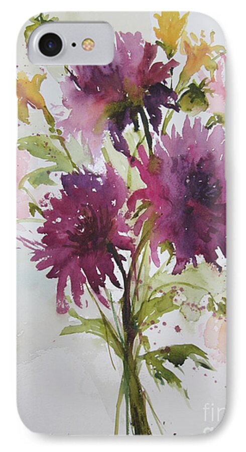 Floral iPhone 7 Case featuring the painting September Dahlias by Sandra Strohschein