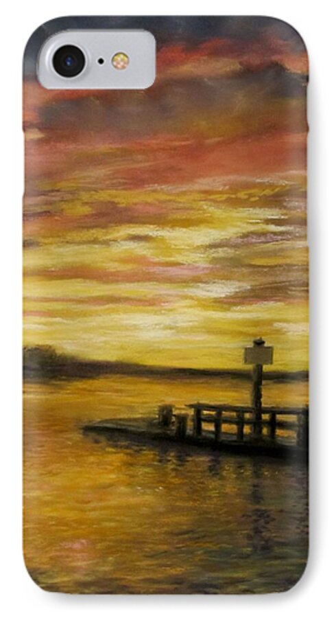 Sunset iPhone 7 Case featuring the painting Sesuit Harbor at Sunset by Jack Skinner