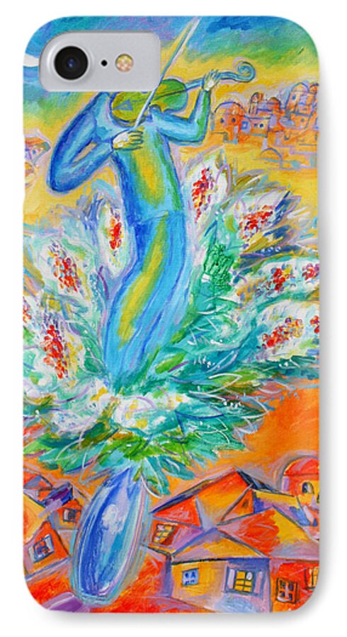 Jewish Music Paintings iPhone 7 Case featuring the painting Shabbat Shalom by Leon Zernitsky