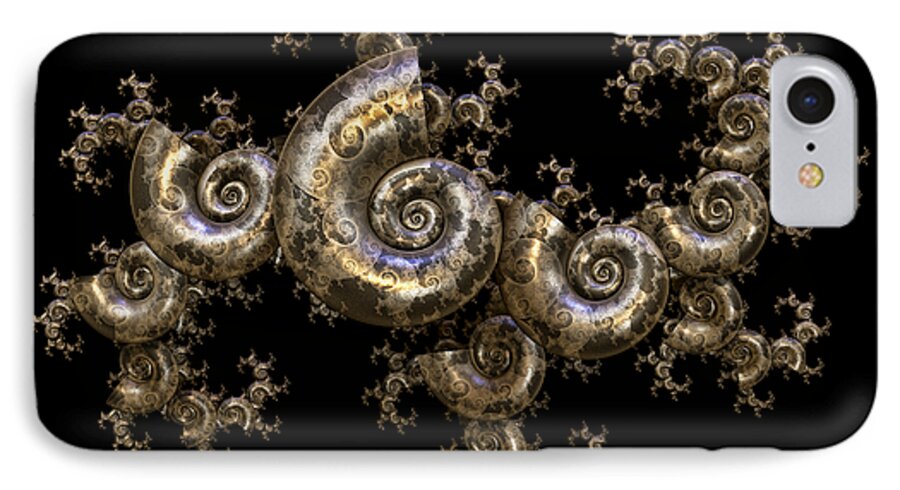 Computer iPhone 7 Case featuring the digital art Shell Fractal Dragon by Manny Lorenzo