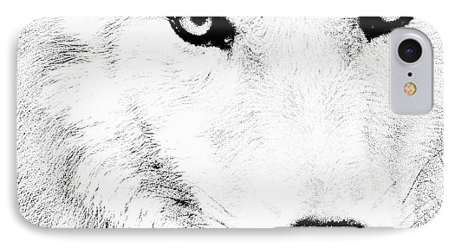 Shy Wolf iPhone 7 Case featuring the drawing Shy Wolf by Debra   Vatalaro