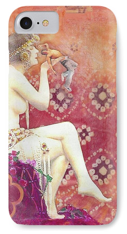 Sensuality iPhone 7 Case featuring the mixed media Size Matters DA by Desiree Paquette