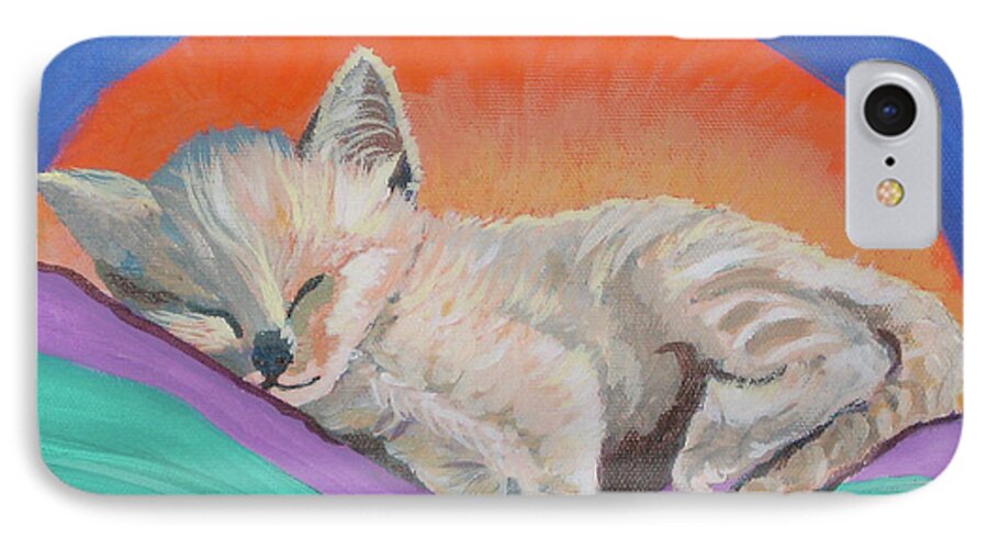 Kitten iPhone 7 Case featuring the painting Sleepy Time by Phyllis Kaltenbach