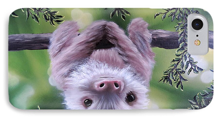 Greens iPhone 7 Case featuring the painting Sloth'n 'Around by Dianna Lewis