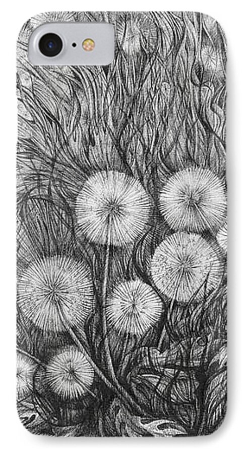 Black And White iPhone 7 Case featuring the drawing Small world by Anna Duyunova