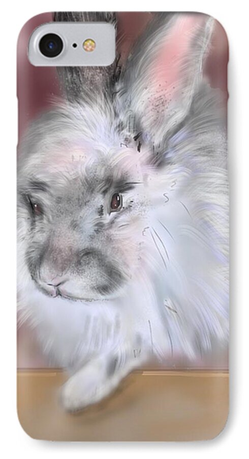 Bunny iPhone 7 Case featuring the painting SmokeyBlue by Susan Sarabasha