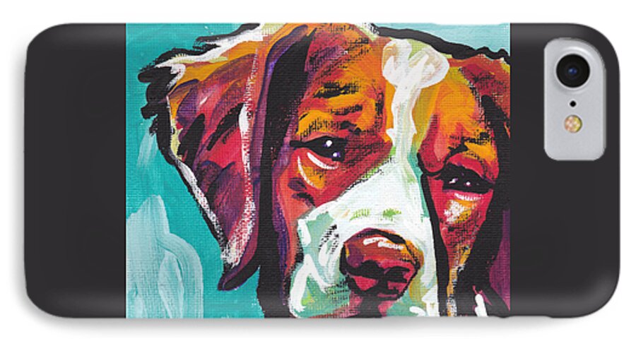 Brittany Spaniel iPhone 7 Case featuring the painting So Britt by Lea S