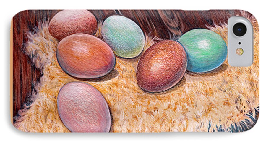 Eggs iPhone 7 Case featuring the drawing Soft Eggs by Nancy Cupp