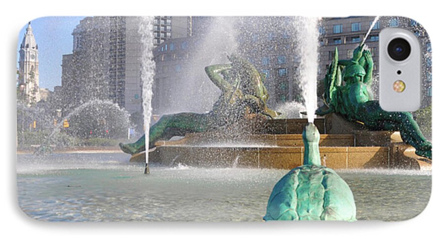 Spraying iPhone 7 Case featuring the photograph Spraying Water at Swann Fountain - Philadelphia by Bill Cannon