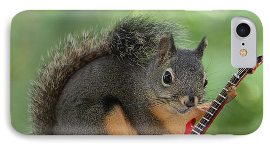 Squirrels iPhone 7 Case featuring the photograph Squirrel Playing Electric Guitar by Peggy Collins