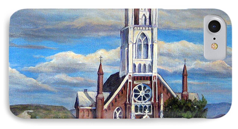Buildings iPhone 7 Case featuring the painting St. Mary of the Mountains by Donna Tucker