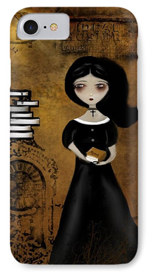 Digital Art iPhone 7 Case featuring the digital art Steampunk Bibliophile by Charlene Zatloukal