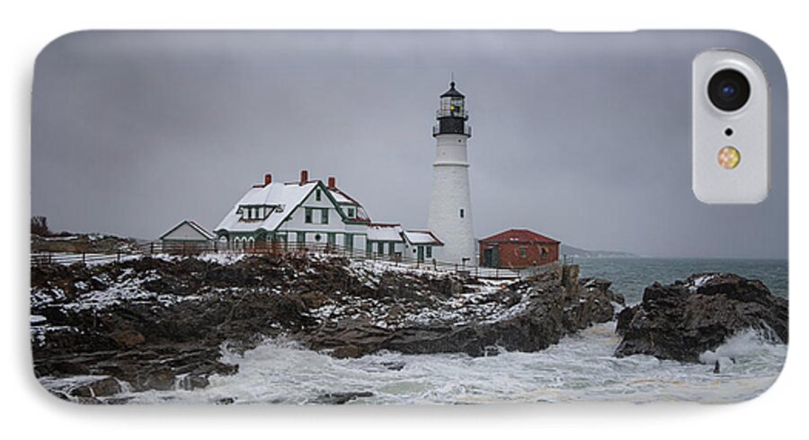 Portland Head Light iPhone 7 Case featuring the photograph Stormy Portland Head Light by Elizabeth Dow