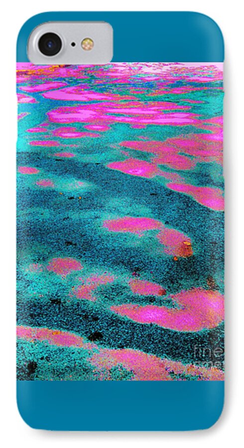  Pavement Color Extracted And Pushed And ...pushed Until I Got My Desired Result.abstracted Image Pink And Turquoise Dominate iPhone 7 Case featuring the photograph Street Art by Priscilla Batzell Expressionist Art Studio Gallery