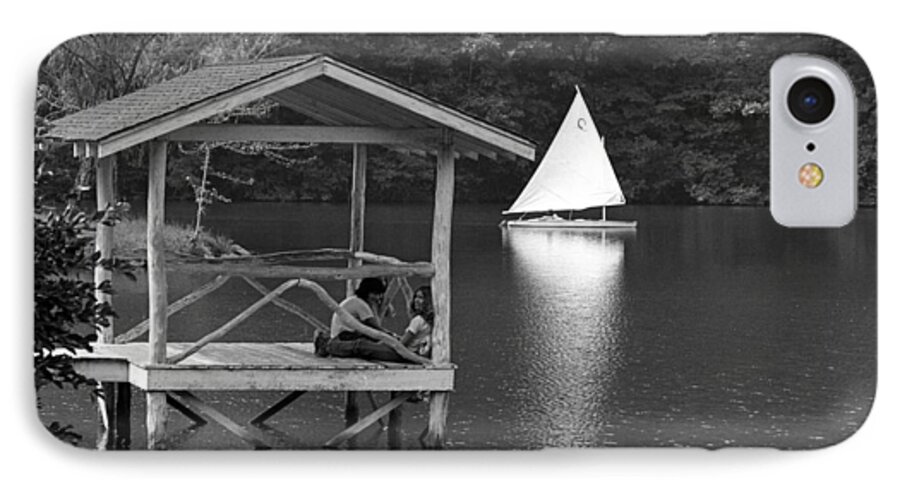Summer Camp iPhone 7 Case featuring the photograph Summer Camp Black and White 1 by Michael Fryd