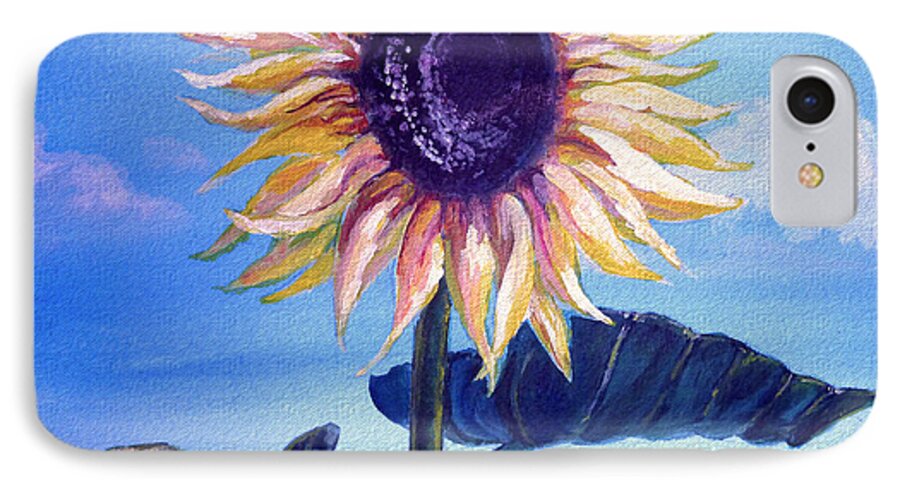 Flower iPhone 7 Case featuring the painting Sunflower by Alban Dizdari
