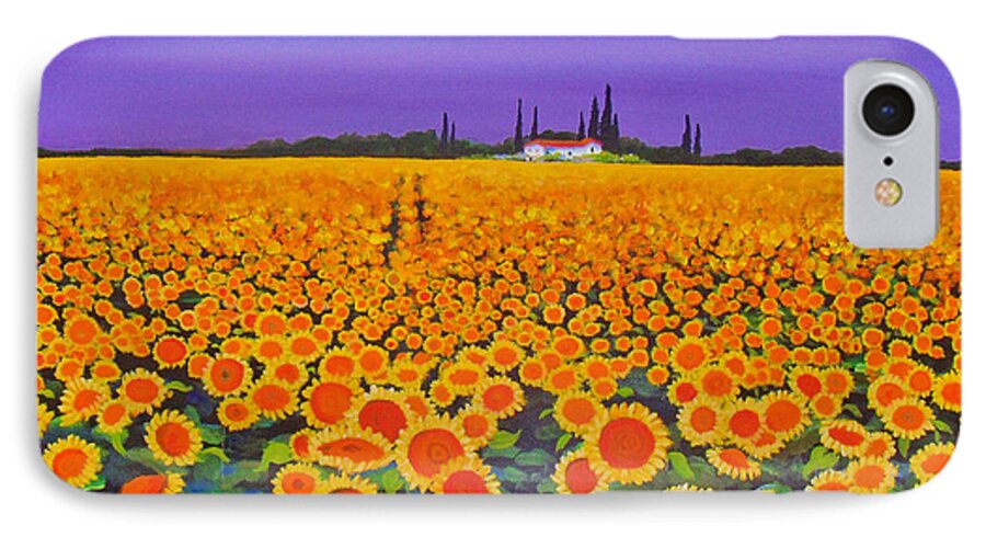 Sunflowers iPhone 7 Case featuring the painting Sunflower Field by Anne Marie Brown