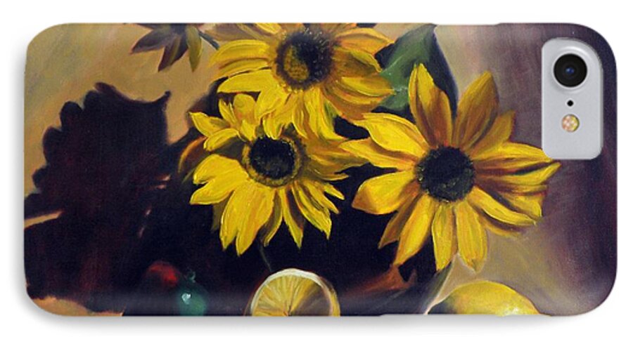 Paintings iPhone 7 Case featuring the painting Sunflowers by George Tuffy