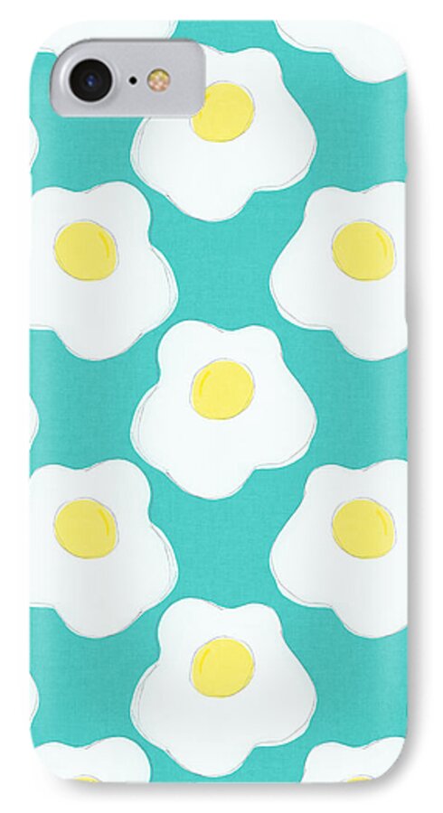 Eggs iPhone 7 Case featuring the mixed media Sunny Side Up Eggs- Art by Linda Woods by Linda Woods