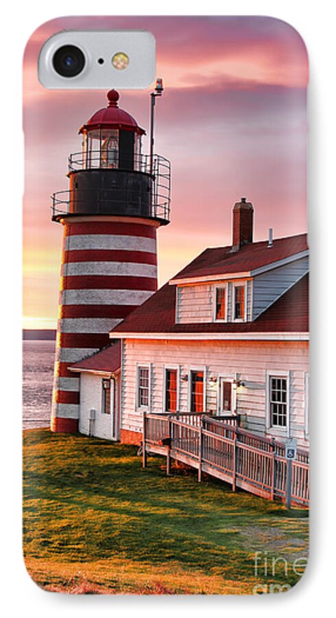 Sunrise iPhone 7 Case featuring the photograph West Quoddy Head Lighthouse 3747 by Jack Schultz