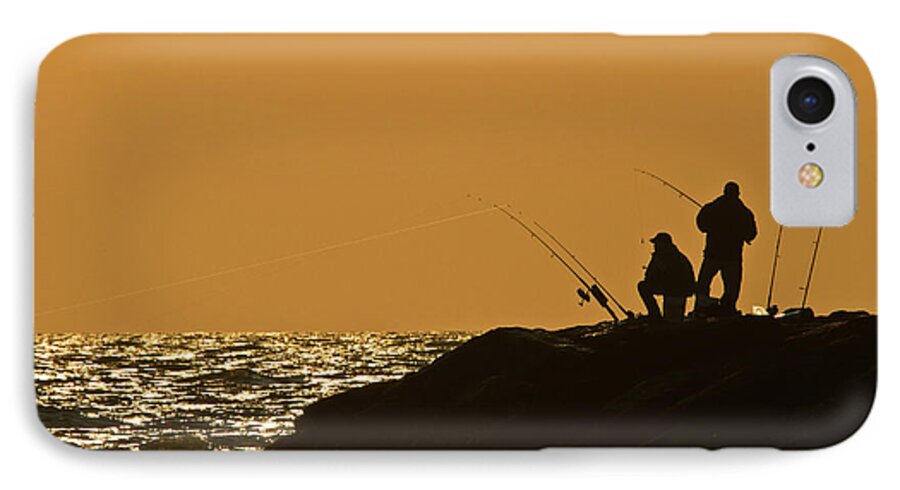 Sunset iPhone 7 Case featuring the photograph Sunset Fishermen by David Freuthal