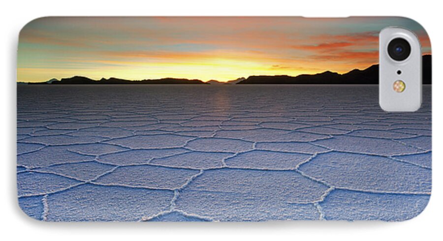 Salar De Uyuni iPhone 7 Case featuring the photograph Lake Uyuni Sunset Texture by Aivar Mikko