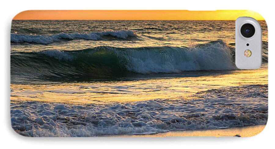 Beach iPhone 7 Case featuring the photograph Sunset Waves by Rebecca Hiatt