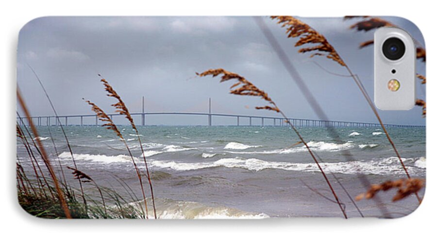 Sunshine iPhone 7 Case featuring the photograph Sunshine Skyway Bridge Viewed From Fort De Soto Park by Mal Bray