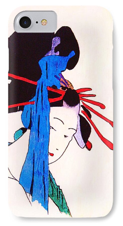 Figurative iPhone 7 Case featuring the painting Sutekina Geisha ni by Thea Recuerdo