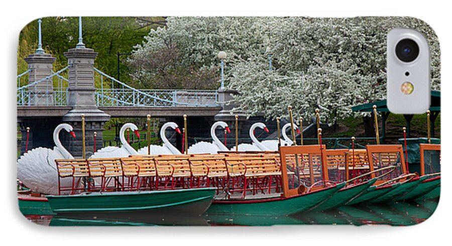 Apple Blossoms iPhone 7 Case featuring the photograph Swan Boat Spring by Susan Cole Kelly