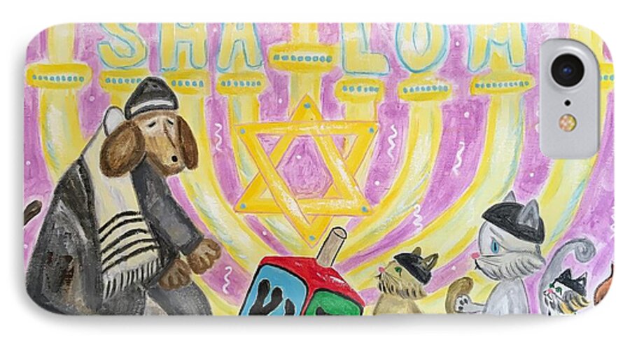 Hanukkah iPhone 7 Case featuring the painting Sweet Shalom by Diane Pape