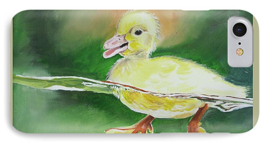 Duck iPhone 7 Case featuring the painting Swimming Duckling by Teresa Smith