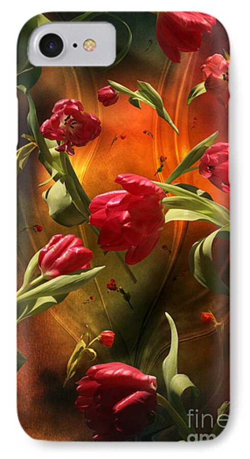 Tulip iPhone 7 Case featuring the digital art Swirling tulips by Johnny Hildingsson