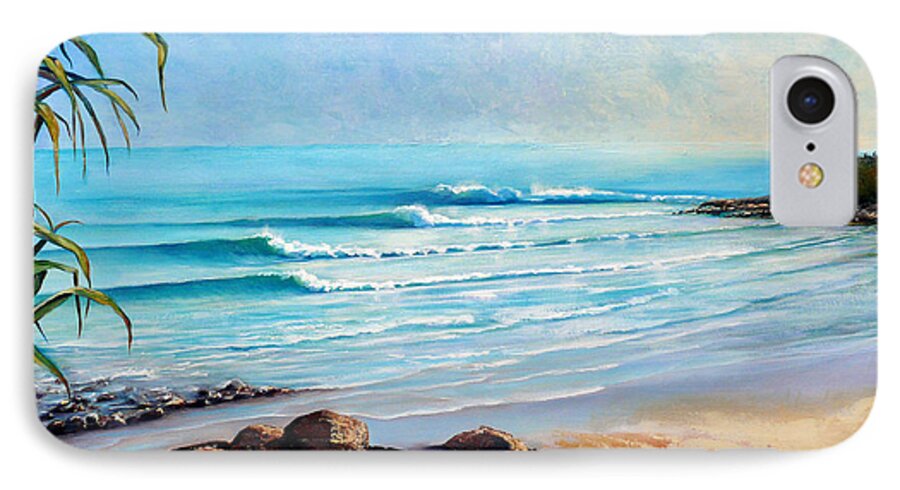 Surf Beach iPhone 7 Case featuring the painting Tea Tree Bay Noosa Heads Australia by Chris Hobel