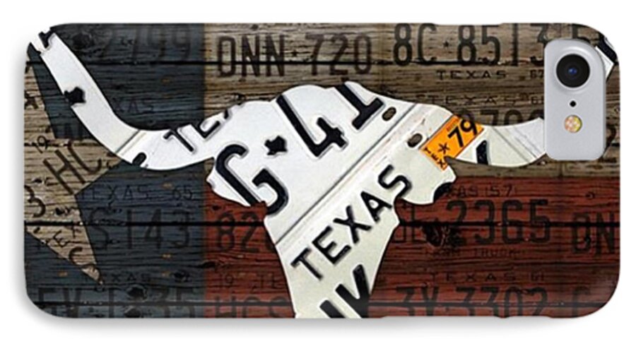 Art iPhone 7 Case featuring the photograph #texas #longhorn #recycled #vintage by Design Turnpike