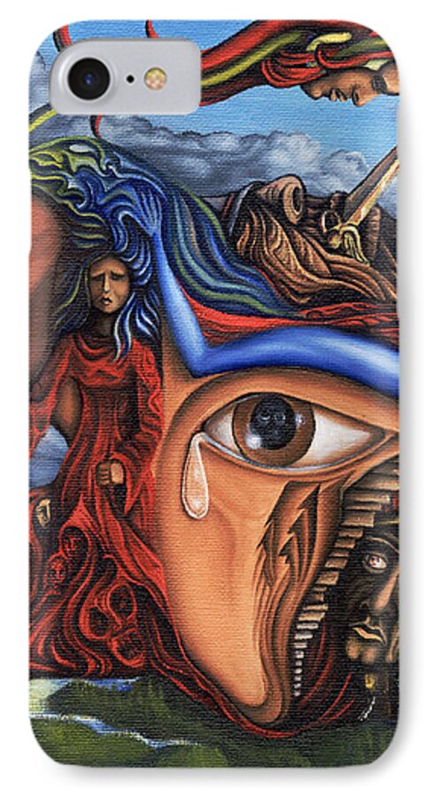 Surreal iPhone 7 Case featuring the painting The Aftermath by Karen Musick