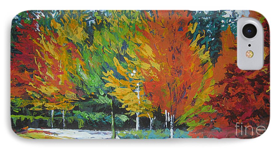 Landscape iPhone 7 Case featuring the painting The Big Red Tree by Lee Ann Shepard