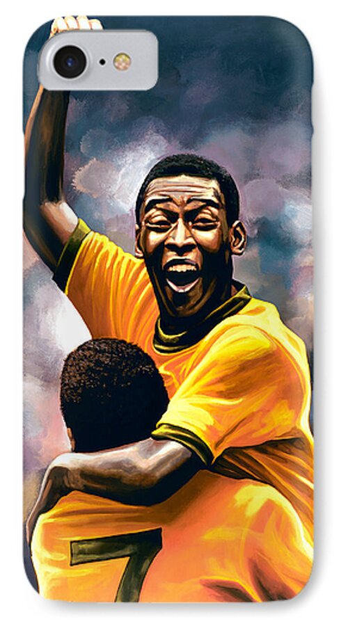 Pele iPhone 7 Case featuring the painting The Black Pearl Pele by Paul Meijering