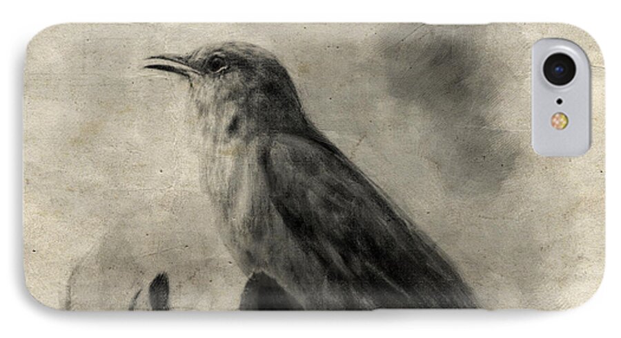 Jai Johnson iPhone 7 Case featuring the drawing The Call of the Mockingbird by Jai Johnson