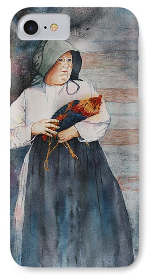 Rooster. Pioneer Woman iPhone 7 Case featuring the painting The Capture of Beauregard by Patsy Sharpe