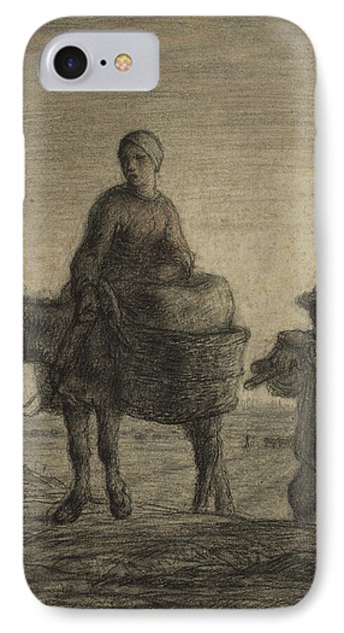 Millet iPhone 7 Case featuring the drawing The Departure for Work by Jean-Francois Millet