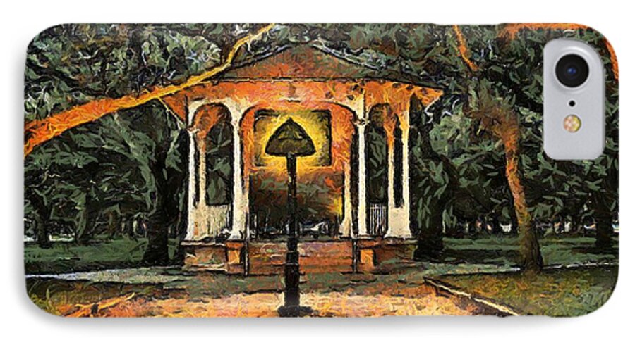 Landscape iPhone 7 Case featuring the painting The Haunted Gazebo by RC DeWinter